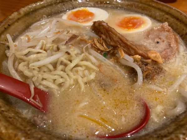 「らーめん+オープンチラシクーポン味噌漬け煮玉子」@麺場 田所商店 ひたちなか店の写真