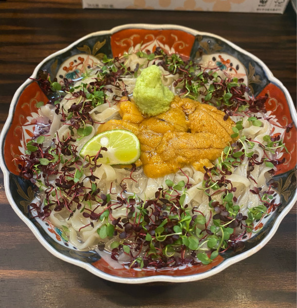 「[限定]ウニとハマグリの冷やしそば￥2500＋α」@稲荷屋の写真