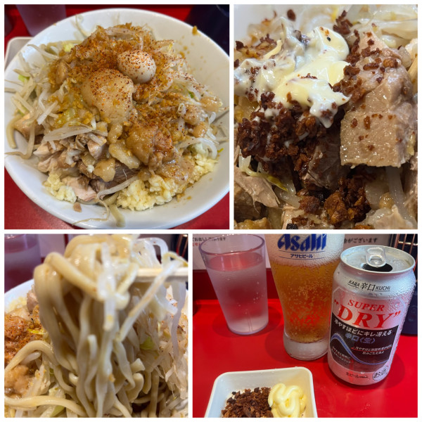 「冷やし中華少なめ1080円ニンニクアブラビール380円」@麺屋HEROの写真