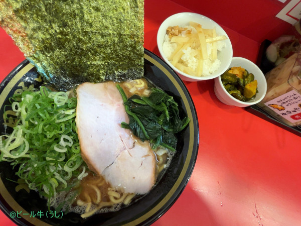 「のり九条ネギラーメン(1050円)、ライスセット(200円)」@横濱家系ラーメン 九代目野中家の写真