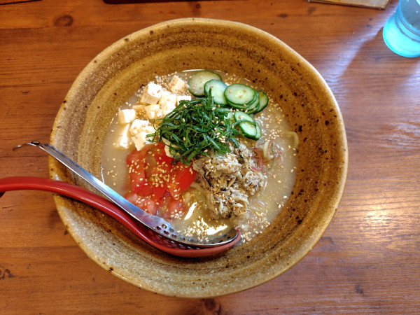 「冷や汁味噌らーめん1001円（期間限定）」@麺場 田所商店 鳥取店の写真