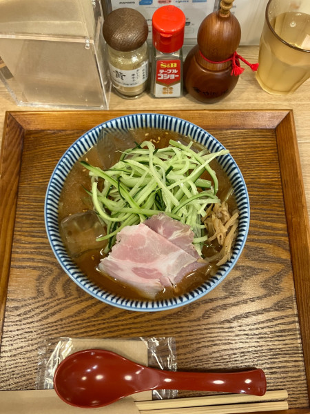 「冷やがけ中華そば江戸甘味噌　1320円」@キッチンきらくの写真