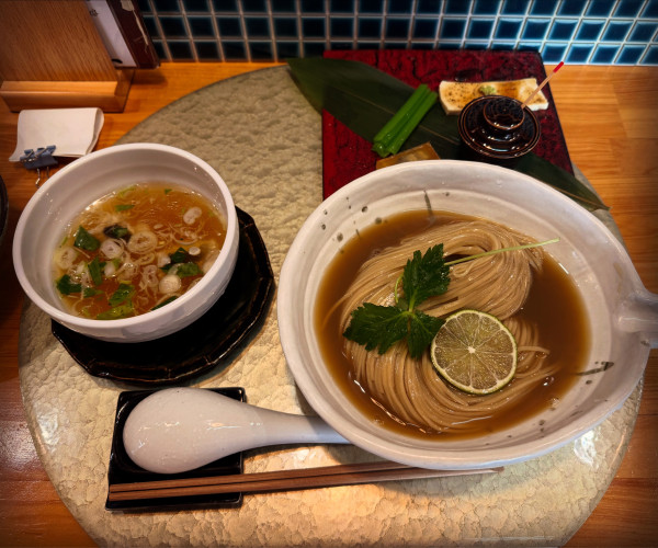 「限定　鱧塩つけ蕎麦」@中華蕎麦 鳴神食堂の写真
