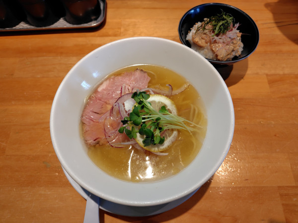 「鯵の焼き出汁冷やしラーメン1500円（この日限定）」@麺家 たけ田の写真