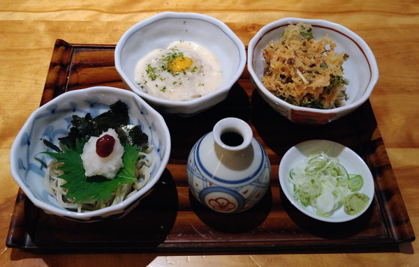 「三味そば＋稚鮎の天ぷら【夏限定】」@手打甚作の写真