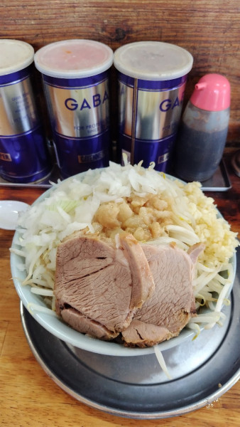 「令7·7·10小ラーメン(1000円)野菜脂マシ大蒜玉葱マシマシ」@麺でる 多摩センター店の写真