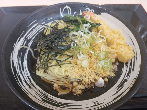 「朝ラー・冷+海老天(¥450+クーポン)」@ゆで太郎 中野坂上店の写真