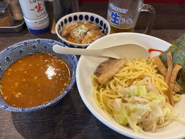 「サントリー生ビール〜味噌つけ麺中盛Aセット」@ななほしの写真