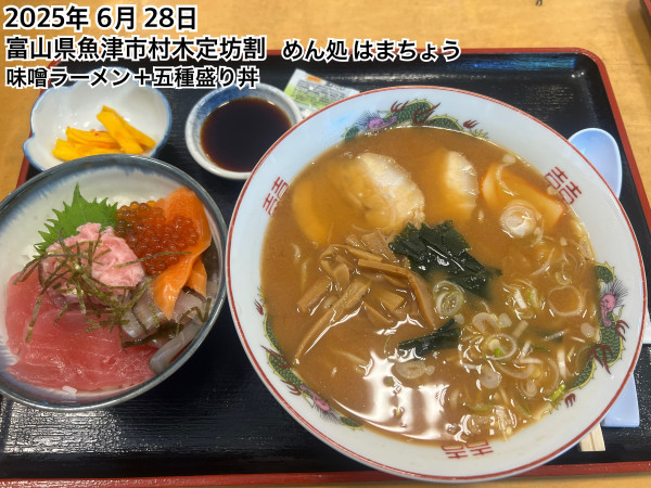 「味噌ラーメン+五種盛り丼」@めん処 はまちょうの写真