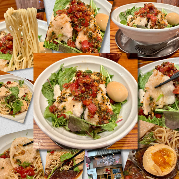 「【7月限定】 水晶鶏サラダ冷麺～香味トマト掛け～」@らぁ麺屋 つなぎの写真