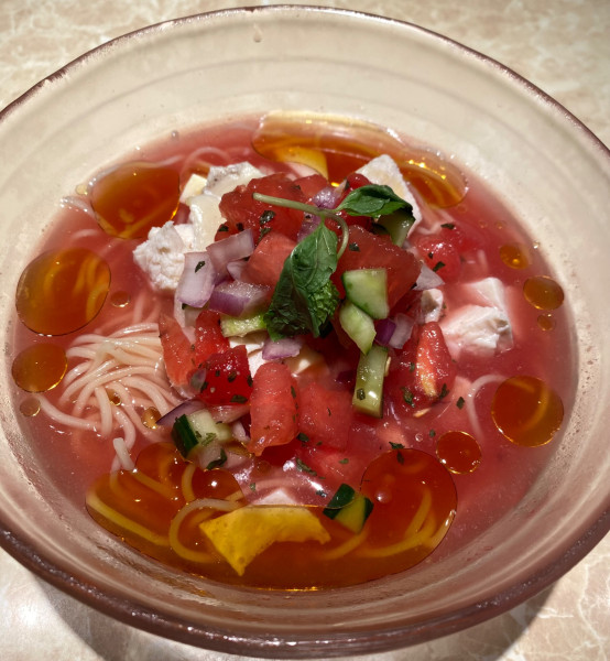 「【限定】スイカの冷やし中華　1300円」@鶏ポタラーメン THANK 大門店の写真