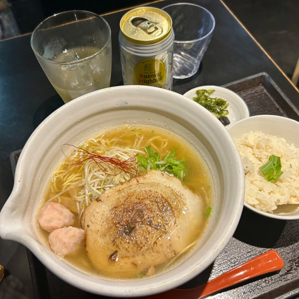 「塩ラーメン+半鯛飯+ハイボール」@麺処 銀笹の写真