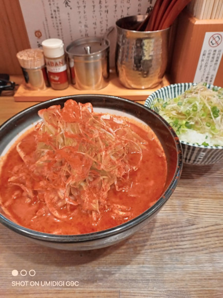 「一徹プレミアム（太麺変更）+ねぎめし」@初志貫徹の写真