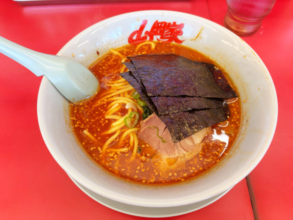 「辛味噌ラーメン 中辛　830円」@ラーメン山岡家 伊勢崎宮子店の写真