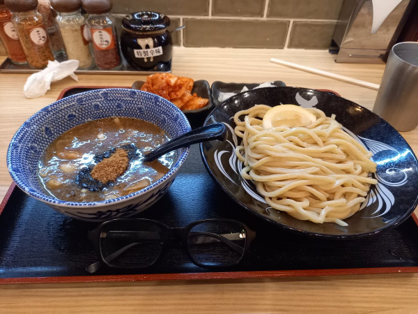 「つけ麺(並)フォロワーサービスキムチ」@つけ麺大輝の写真