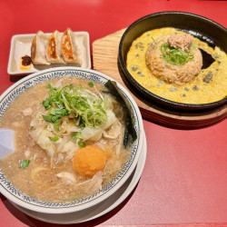 野菜肉そば（990円）＋チャーハン餃子セット（429円）