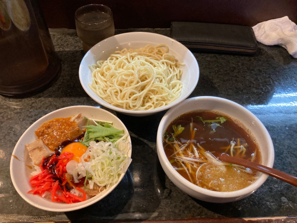「ゆずつけ麺大盛り+トロ丼1330円」@大らーめん 福籠の写真