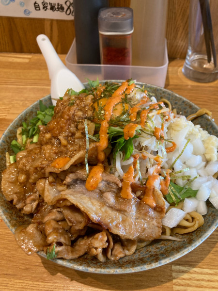 「スタミナ冷やし中華　にんにくアブラ」@自家製麺88の写真