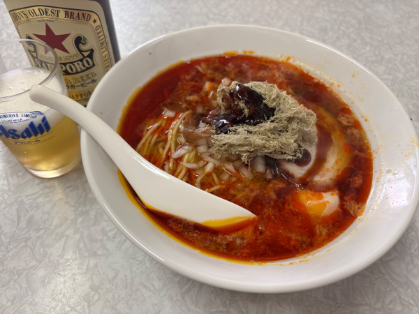 「サッポロ赤星中瓶〜紅牡卵入り」@宝明楼 大口店の写真