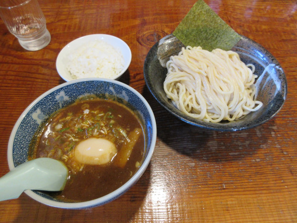 「カレーつけ麺(1100円)+半ライス+くずれ味玉」@常勝軒 かすみがうら店の写真