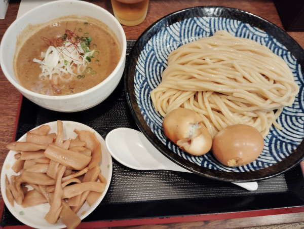 「カレーつけそば1050円メンマ150円割れくん玉2個100円」@つけそば 九六の写真
