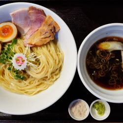 椎茸昆布水つけ麺＋半熟煮玉子＋瓶ビール