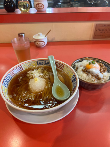 「朝らーめん　なめ茸わさび丼」@義けんラーメンの写真