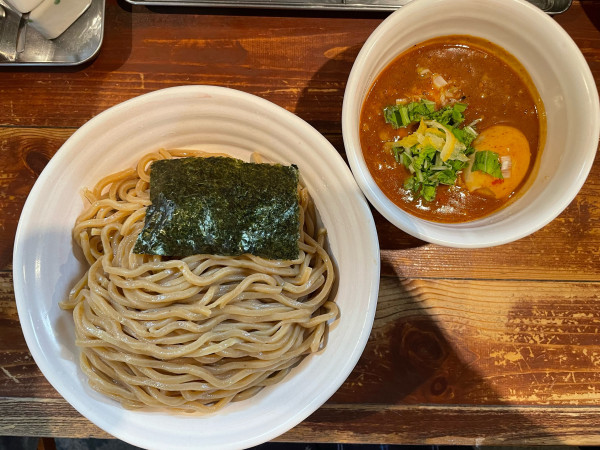 「味玉入りベジポタ辛つけ麺、大盛」@麺屋 えん寺の写真