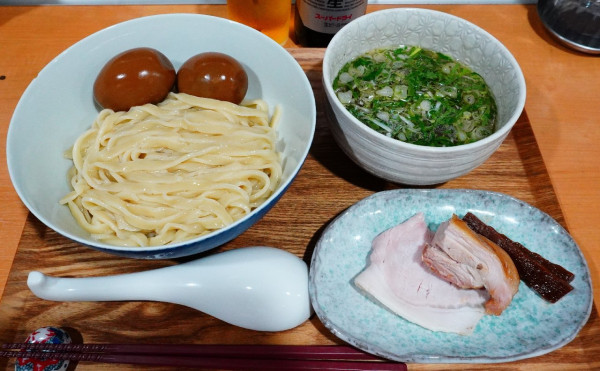 「つけめん（塩）＋味玉＋瓶ビール」@らーめん亭 ひなり竜王の写真