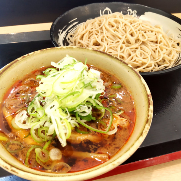 「肉茄子１．５枚せいろ（￥810）＋薬味ねぎ（クーポン）」@ゆで太郎 三郷上彦名店の写真