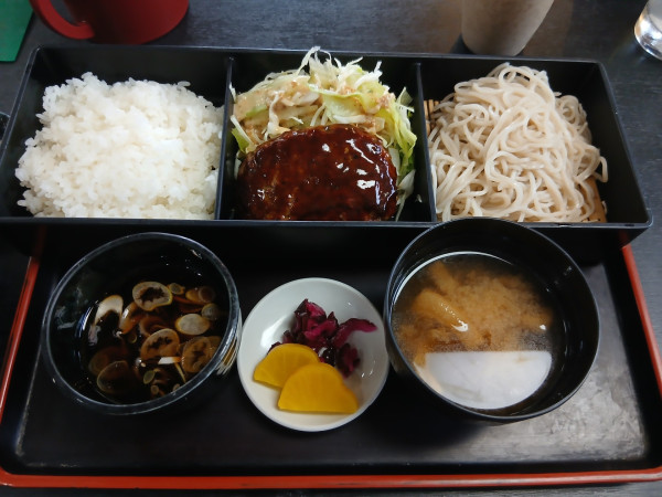 「もり蕎麦ハンバーグご飯セット 830円」@大むら茶屋の写真