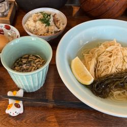 昆布水出汁醤油つけそば定食¥1100