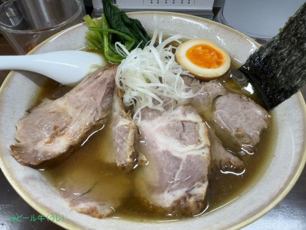 「プレミアムはつかり醤油らーめん(1290円)麺大盛(開店サービス」@二代目 膳の写真