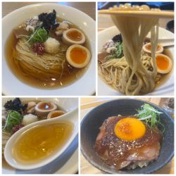 【限定】味玉冷や出汁あごそば1400円炙りイチボ丼700円