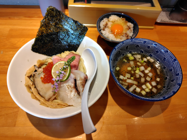 「黒鮑と真鯛のアカモク水塩つけ麺2000円（この日限定）」@麺家 たけ田の写真