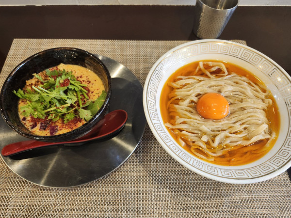 「【限定】冷製辣油昆布水坦々つけ麺」@Menpeki Ginger Noodles（麺壁生姜麺）の写真