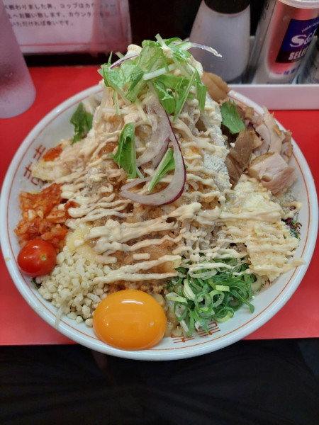 「冷やしまぜそば大 400g+豚1枚+ダブルチーズ」@用心棒 本号の写真