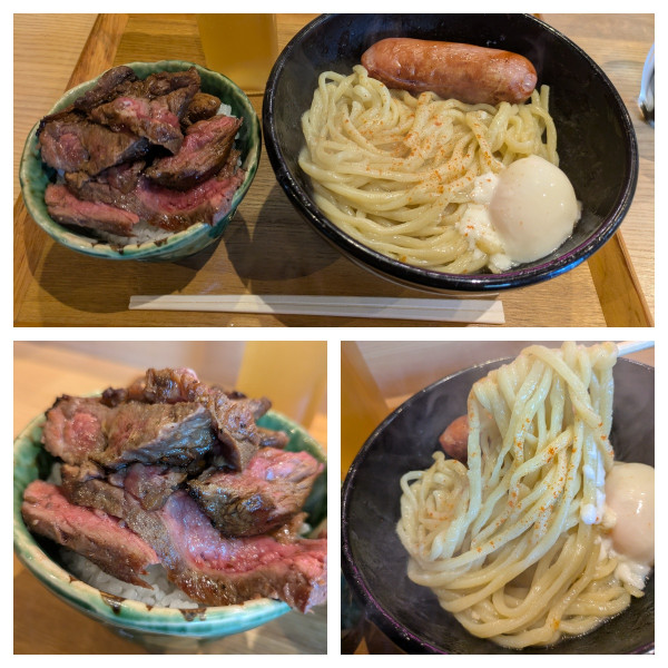 「油そば具なし✖️ステーキ丼セット➕フランク」@Handicraft Worksの写真