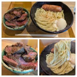 油そば具なし✖️ステーキ丼セット➕フランク