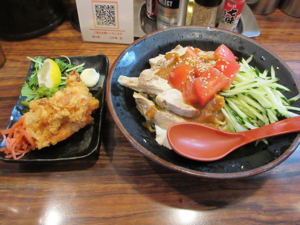 「限定　冷やし棒棒鶏麺（１２５０円）＋唐揚げ１５０円」@ラーメン清六家 江戸崎店の写真