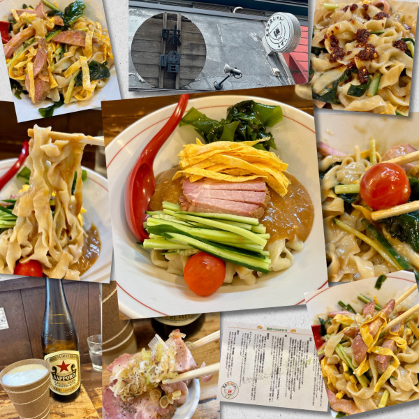 「味噌冷やし中華そば1300円＋ビール」@東京味噌らーめん 鶉の写真