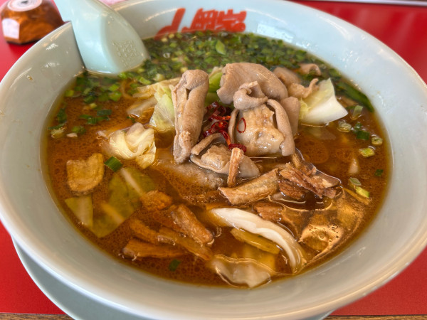 「スタミナもつ醬油ラーメン」@ラーメン山岡家 新結城店の写真