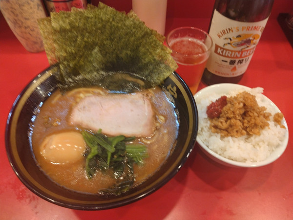 「のり玉ラーメン(並)¥1100+ライス(食べ放題)¥150-」@横濱家系ラーメン 九代目野中家の写真