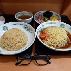 黒酢しょうゆ冷し麵+チャーハン