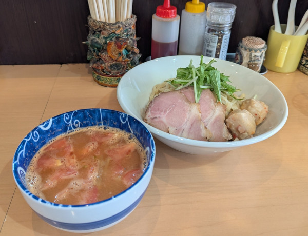 「エビ香るトマト塩つけ麺」@魂麺の写真