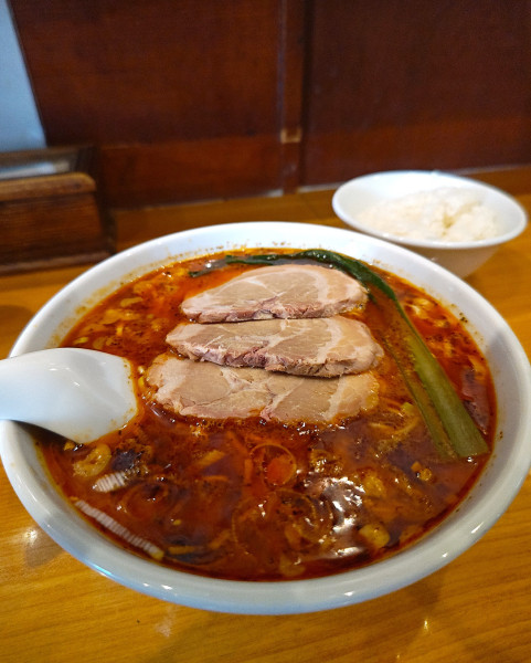 「五香肉担々麺(¥1,000)+無料ライス」@我流坦々麺 竹子 天神下店の写真