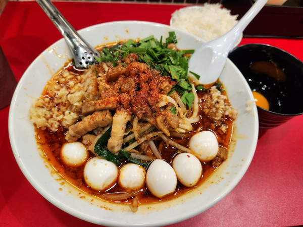「鬼そばセット半麺、まさお、ニラ」@すず鬼直伝スタミナらーめん かわさ鬼の写真