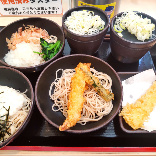 「太郎三昧そば（￥880）＋海老天（クーポン）」@ゆで太郎 堺筋本町店の写真