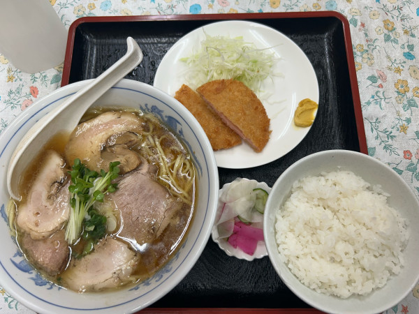 「ちゃぁしゅうめん+ライスセットハムカツ（700+250）」@よか楼 本店の写真