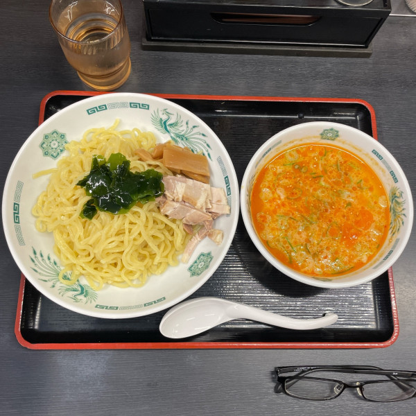 「ピリ辛とんこつつけ麺」@日高屋 小田急町田北口店の写真